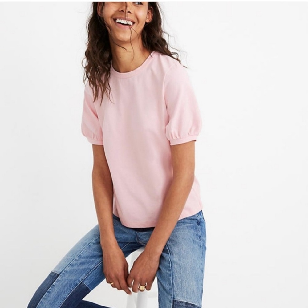 MADEWELL Pink Puff Sleeve Top